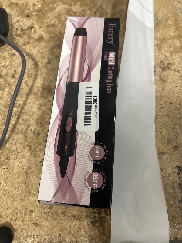 Photo 1 of 1 Inch Dual Voltage Ceramic Curling Iron with Keratin & Argan Oil, Mini Hair Curler, Travel Size with Storage Bag