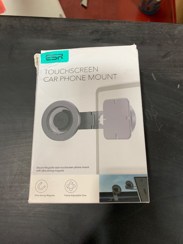 Photo 1 of **MISSING ASSEMBLY PIECES** ESR for MagSafe Car Mount, Car Phone Holder, Tesla Touchscreen Car Mount, Magnetic Phone Holder for Car, for iPhone 17/16/16e/15/14/13/12, S25, Pixel 10, Charging Not Supported(2 Metal Rings Included)