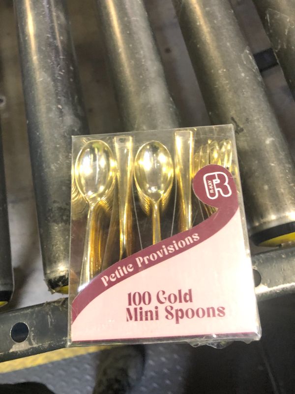 Photo 1 of 100 Pack Gold Small Spoons - 4 Inch Gold Mini Spoons For Dessert, Ice Cream, Tastings, Cocktails, BPA Free Dessert Spoons