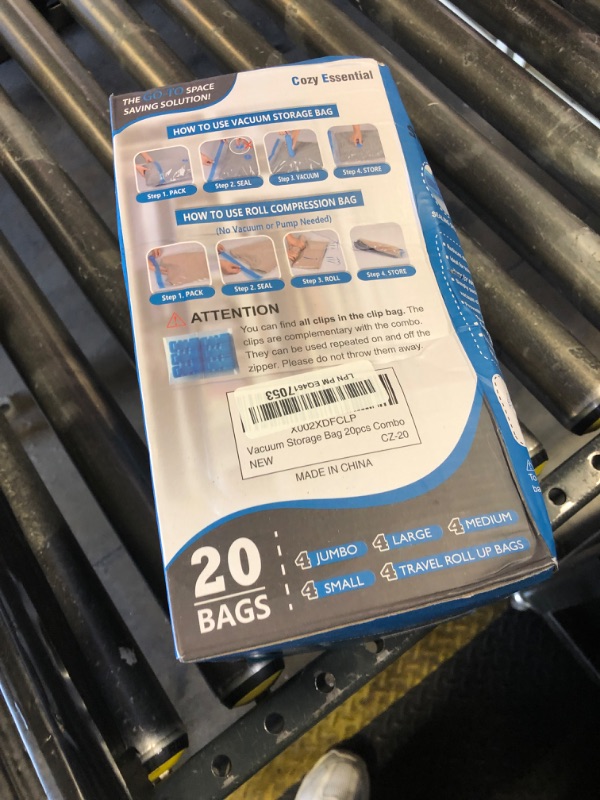Photo 1 of 20 Pack Vacuum Storage Bags, Space Saver Bags (4 Jumbo/4 Large/4 Medium/4 Small/4 Roll) Compression for Comforters and Blankets, Sealer Clothes Storage, Hand Pump Included