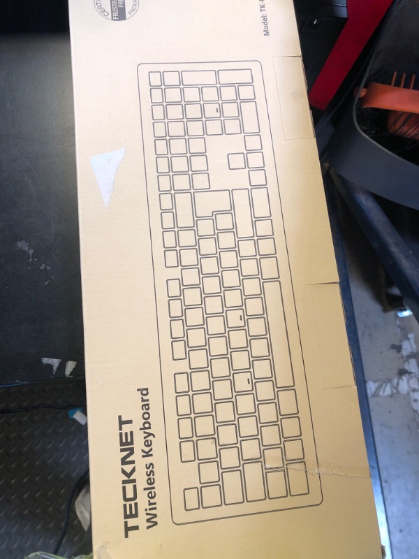 Photo 1 of TECKNET Bluetooth Keyboard Rechargeable, 4-Device Free Switching (2.4G+BT), Ultra-Slim Full Size Wireless Keyboard, Quiet Typing, for PC/Laptop/Smart TV/Phone, Adjustable Stand, 12 Multimedia Keys
