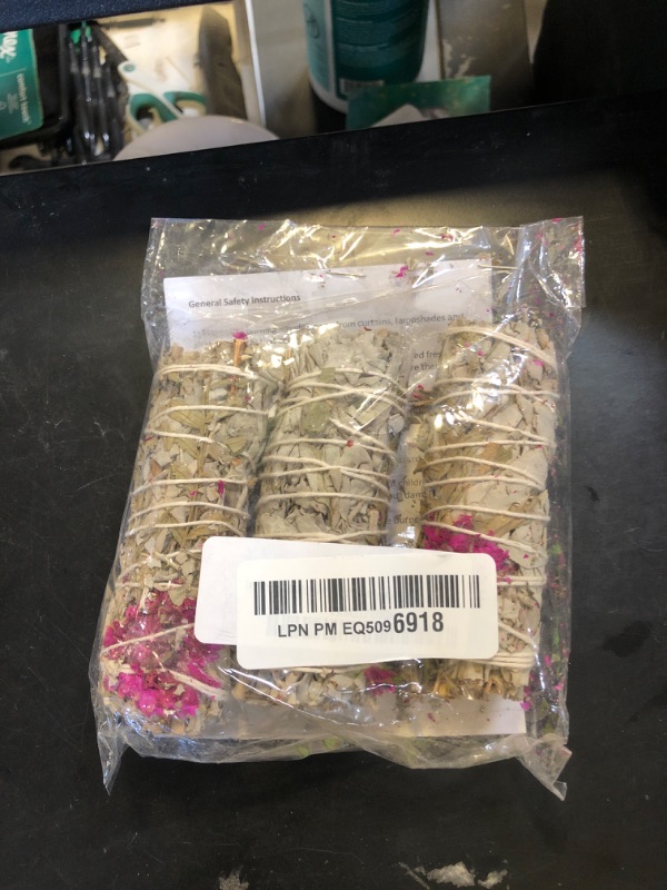 Photo 1 of Ancient Veda Floral White Sage Organic Smudge Sticks with Flowers 3 Pack for Cleansing Home, Meditation, Yoga, Healing and Smudging | Sustainably Sourced California White Sage Bundles (Dahlia)