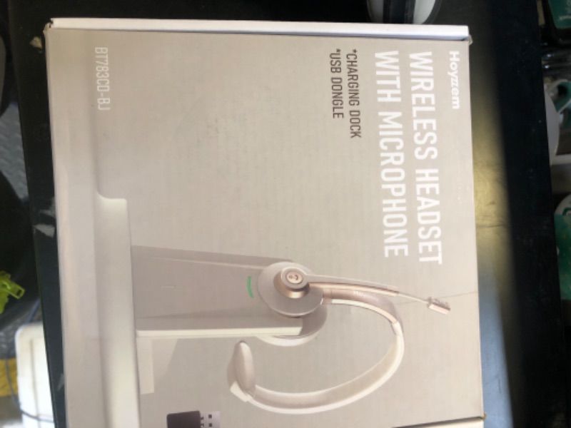 Photo 1 of Bluetooth Headset, Wireless Headphones with Microphone Noise Canceling & USB Dongle, V5.0 Trucker Bluetooth Headset with Mic Mute & Charge Dock for PC/Laptop/Phone/Meeting/CallCenter/Office Gold