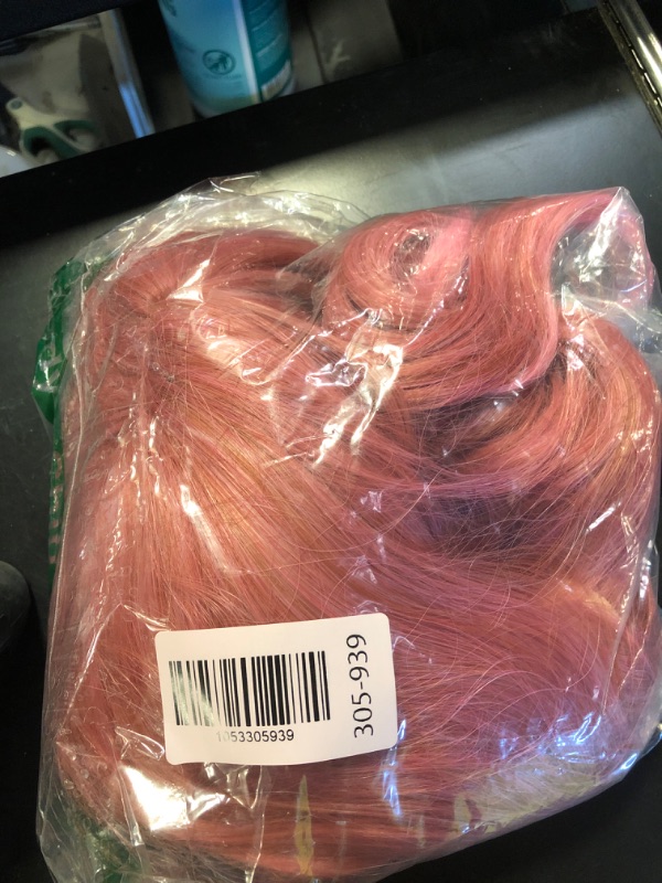 Photo 1 of LANCAINI Short Bob Wigs with Bangs for Women Loose Wavy Wig Curly Wavy Shoulder Length Bob Synthetic Cosplay Wig for Girl Colorful Costume Wigs (Dark Pastel Pink)