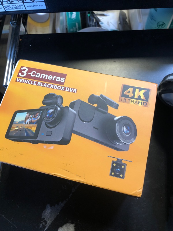 Photo 1 of Dash Cam Front and Rear Inside,4K Full HD 3 Channel Dash Camera for Cars, Free 32GB Card, 2'' IPS Screen Dashcam with Night Vision, G-Sensor, 24H Parking Mode, 170°Wide Angle, Loop Recording