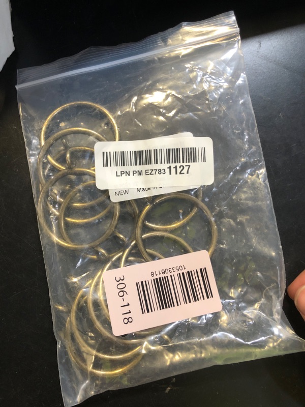 Photo 1 of Antique Brass Curtain Rings with Eyelets for Up to 1.2-inch Curtain Rods (Set of 30 PCS Curtain Rings)