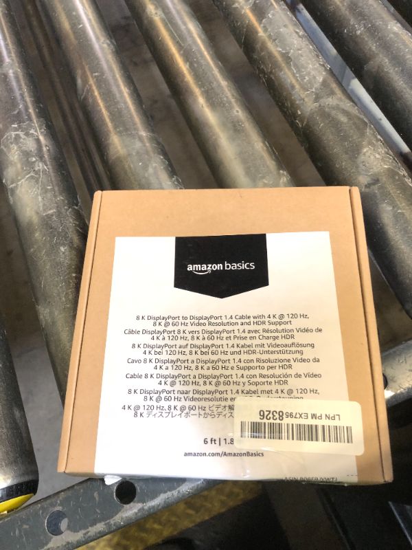 Photo 1 of Amazon Basics DisplayPort 1.4 Cable, 32.4Gbps High-Speed, 8K@60Hz, 4K@120Hz, Dynamic HDR and 3D, Gold-Plated Plugs, 6 Foot, Black