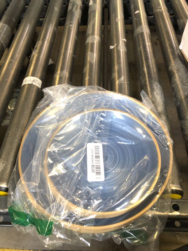 Photo 1 of PLASTICPRO 64 Pieces Crystal Design Plastic Plates Combo Pack 7 inch and 10 inch Gold Rim Elegant Disposable Plates, Transparent Blue
