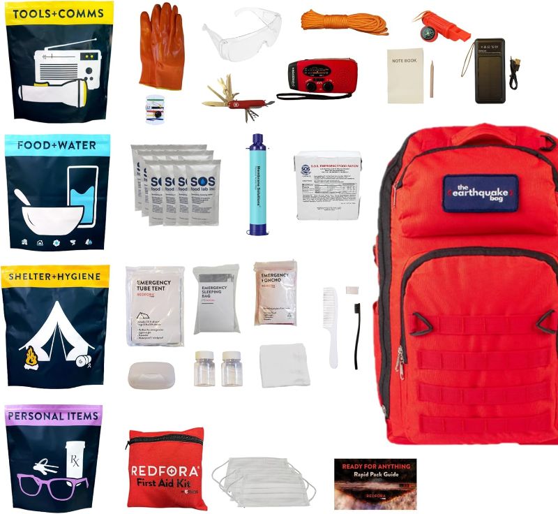 Photo 1 of Complete Earthquake Bag - 3 Day Emergency kit for Earthquakes, Hurricanes, Wildfires, Floods + Other disasters