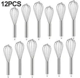 Photo 1 of 10-Inch Balloon Whisk (12 Pack), Classic Manual Kitchen Egg Beater, Handheld Stainless Steel Whisk for Cooking, Blending, Whisking, Beating and Stirring