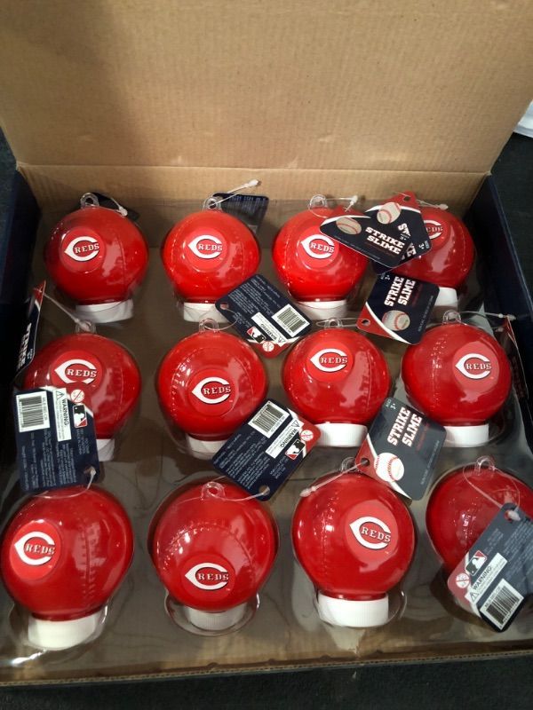 Photo 1 of Box of MLB Cincinnati Reds Strike Slime Qty 12 Each Baseball Container is Sealed