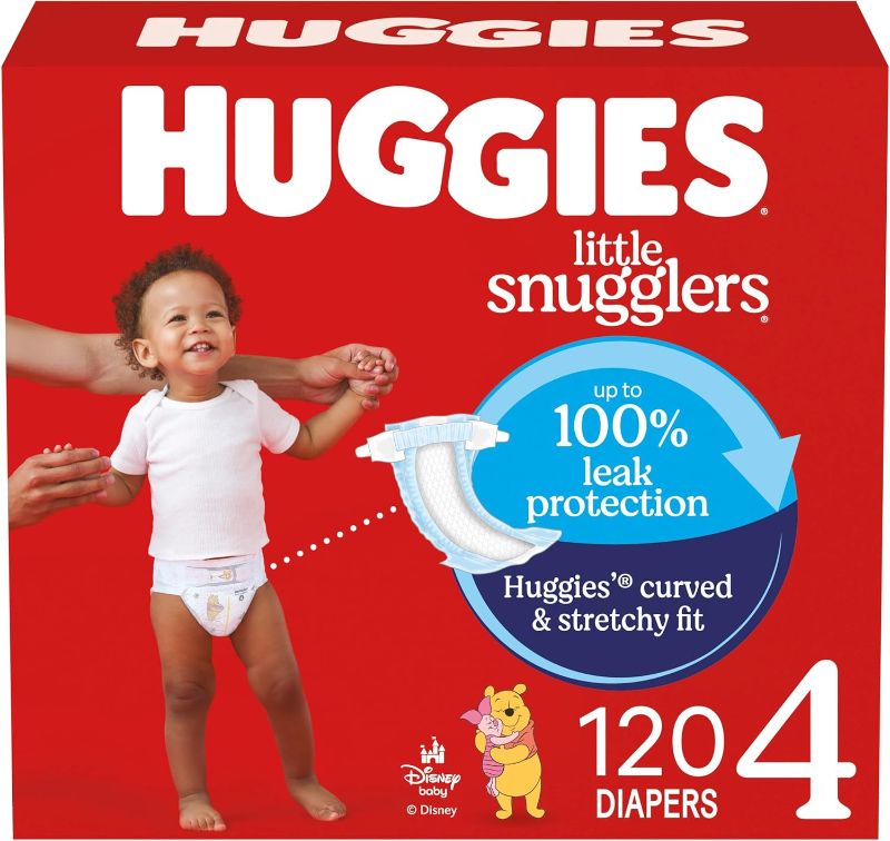 Photo 1 of Huggies Size 4 Diapers, Little Snugglers Baby Diapers, Size 4 (22-37 lbs), 120 Count, Packaging May Vary