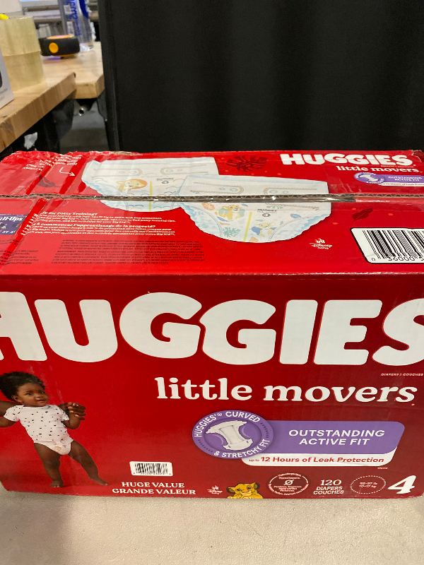 Photo 1 of Huggies Size 4 Diapers, Little Snugglers Baby Diapers, Size 4 (22-37 lbs), 120 Count, Packaging May Vary