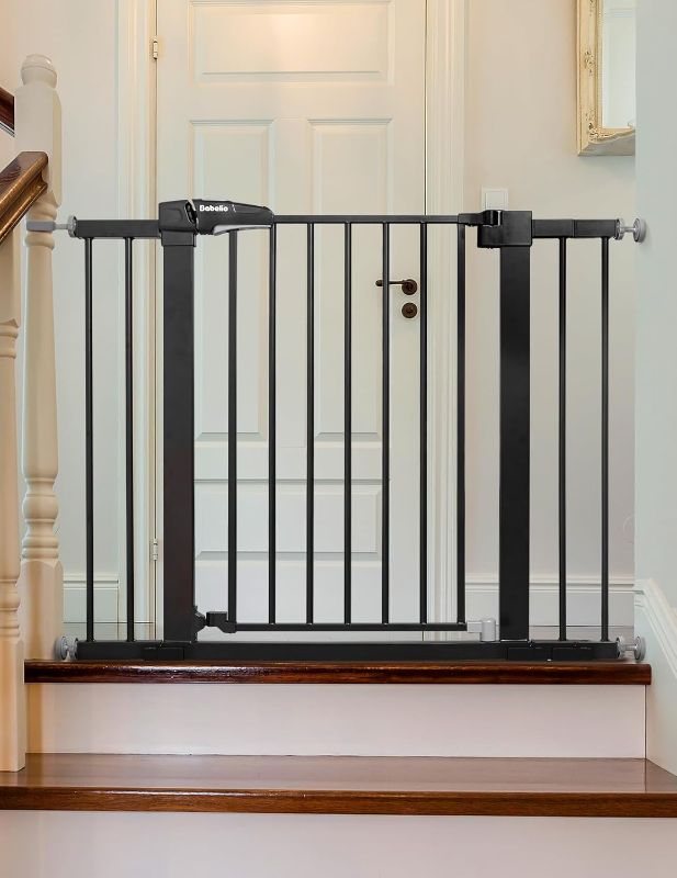 Photo 1 of Babelio Baby Gate, 29-43" Auto-Close Easy Install Pet Gate, PressGuard P7 Extra Wide Walk Thru Child Safety Gate, 30" Tall Pressure-Mounted Metal Dog Gate for Doorways & Stairs, Black