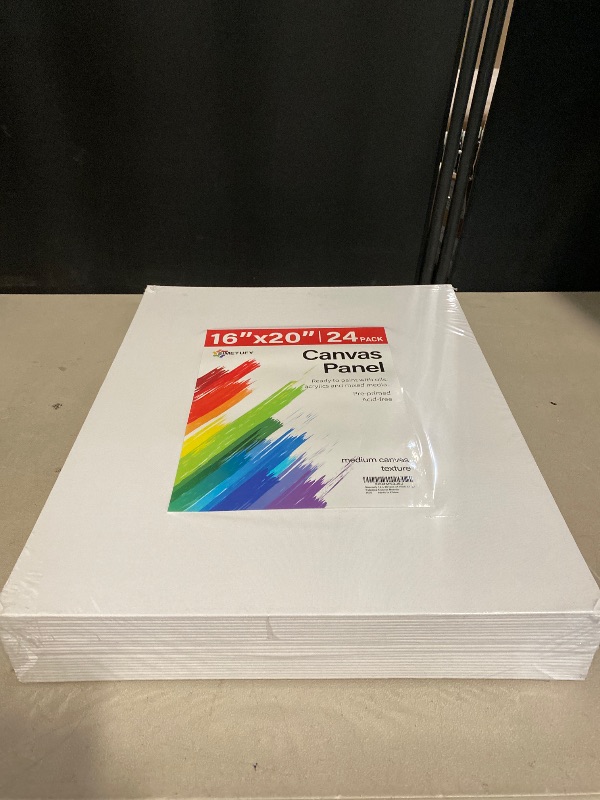 Photo 1 of 16 x 20 inch 24 Pack Large Flat Canvas Boards, Painting Canvas Panels- Gesso Primed Acid-Free 100% Cotton for Acrylics Oil Watercolor Tempera Paints