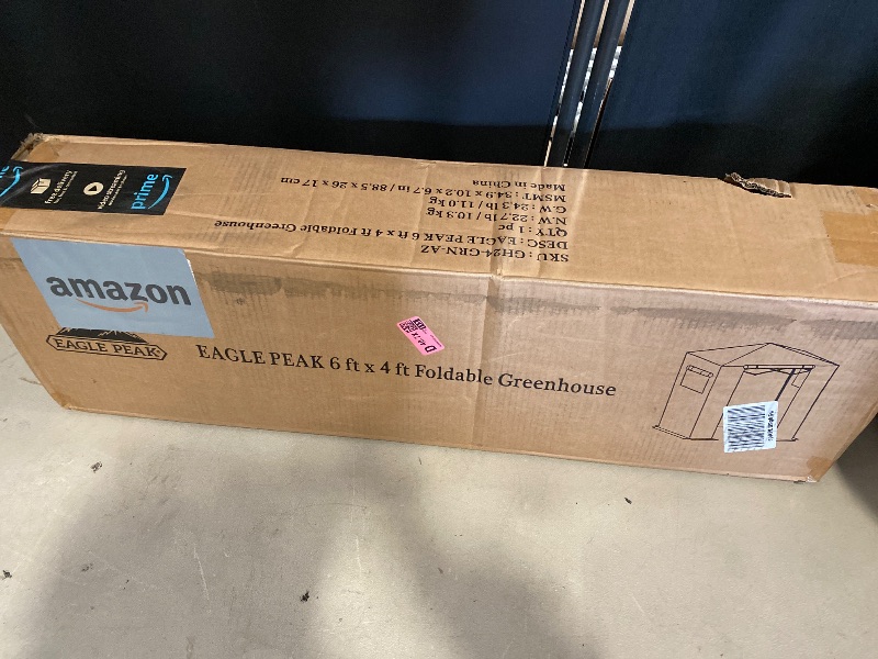 Photo 1 of EAGLE PEAK Instant Pop-up Greenhouse, Indoor Outdoor Plant Gardening Green House, Roll-Up Zipper Doors and Side Windows, Walk in 6x4 ft, PE Cover, Green/Clear