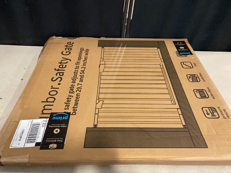 Photo 1 of 29.7-54.2" Wide Baby Gate for Stairs, Mom's Choice Awards Winner-Self Closing Dog Gate Indoor for Doorways, No Drilling Pressure Mounted Pet Gates for Kids, Easy Walk Through Safety Gate, Black
