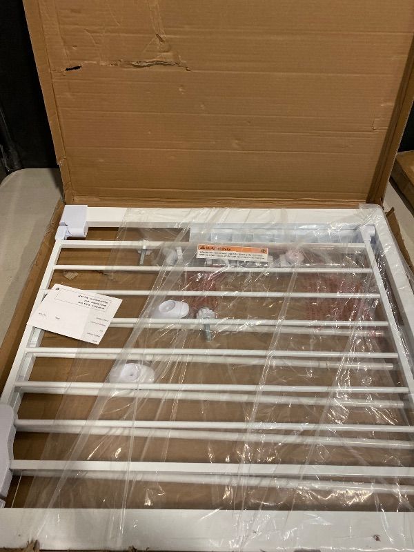 Photo 1 of Cumbor 29.7-46" Baby Gate for Stairs, Toddler Safety Essentials for The House, Auto Close Dog Gate for Doorways, Mom's Choice Awards Winner-Easy Install Pressure Mounted Pet Gates for Dogs, White