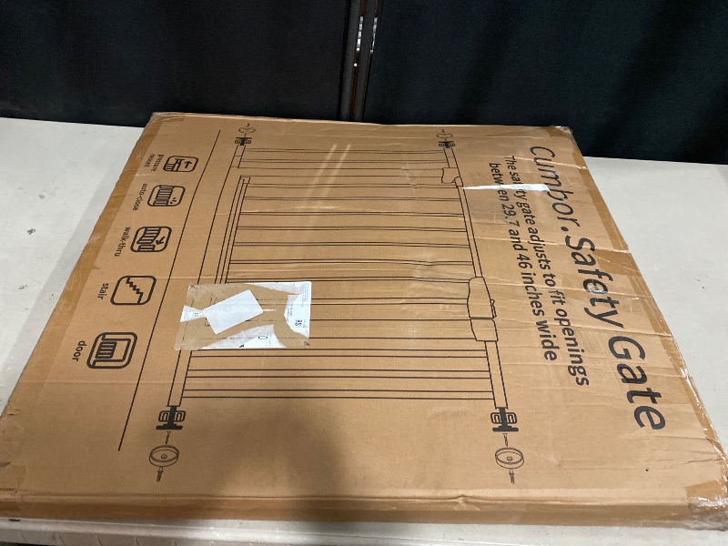 Photo 1 of Cumbor 29.7-46" Baby Gate for Stairs, Toddler Safety Essentials for The House, Auto Close Dog Gate for Doorways, Mom's Choice Awards Winner-Easy Install Pressure Mounted Pet Gates for Dogs, White