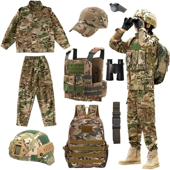Photo 1 of (US 8 Kids) (Size 130) Army Costume Boy Soldier Full Set Role Playing Special Forces Children's Costume Military Personnel
