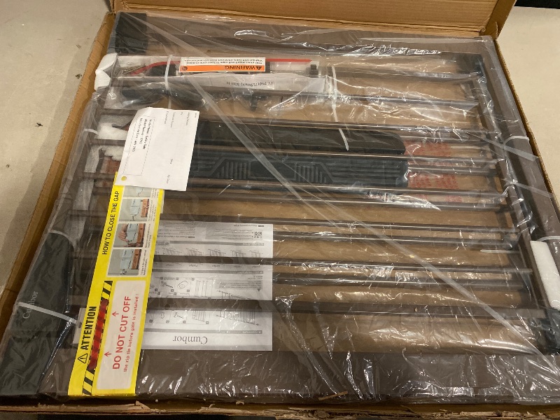 Photo 1 of Cumbor 29.7-46" Baby Gate for Stairs, Mom's Choice Awards Winner-Auto Close Dog Gate for the House, Easy Install Pressure Mounted Pet Gates for Doorways, Easy Walk Thru Wide Safety Gate for Dog, Brown