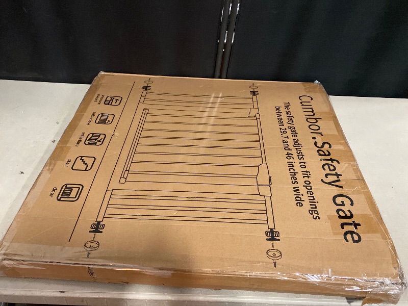 Photo 1 of Cumbor 29.7-46" Baby Gate for Stairs, Toddler Safety Essentials for The House, Auto Close Dog Gate for Doorways, Mom's Choice Awards Winner-Easy Install Pressure Mounted Pet Gates for Dogs, White