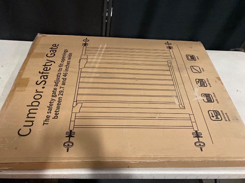 Photo 1 of Cumbor 36" Extra Tall Baby Gate for Dogs and Kids with Wide 2-Way Door, 29.7"- 46" Width, and Auto Close Personal Safety for Babies and Pets, Fits Doorways, Stairs, and Entryways, White