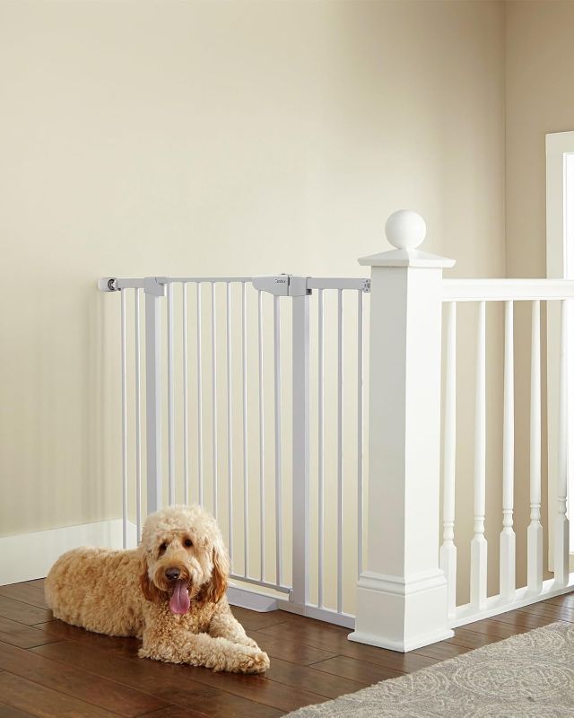 Photo 1 of Cumbor 36" Extra Tall Baby Gate for Dogs and Kids with Wide 2-Way Door, 29.7"- 46" Width, and Auto Close Personal Safety for Babies and Pets, Fits Doorways, Stairs, and Entryways, White