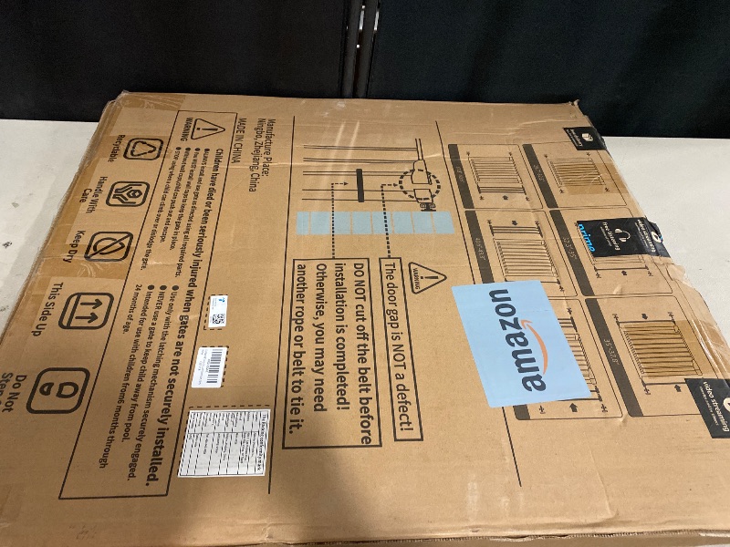 Photo 1 of Cumbor 29.7-46" Baby Gate for Stairs, Gifts for Mom-Auto Close Dog Gate for The House, Easy Install Pressure Mounted Pet Gates for Doorways, Easy Walk Thru Wide Safety Gate for Dog, Gray