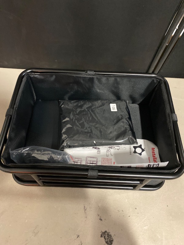 Photo 1 of Bike Basket, Ebike Rear Basket with Liner,Waterproof Cover,Cargo Net Large Rear Removable Metal Bike Basket, Heavy Duty E Bike Rear Basket