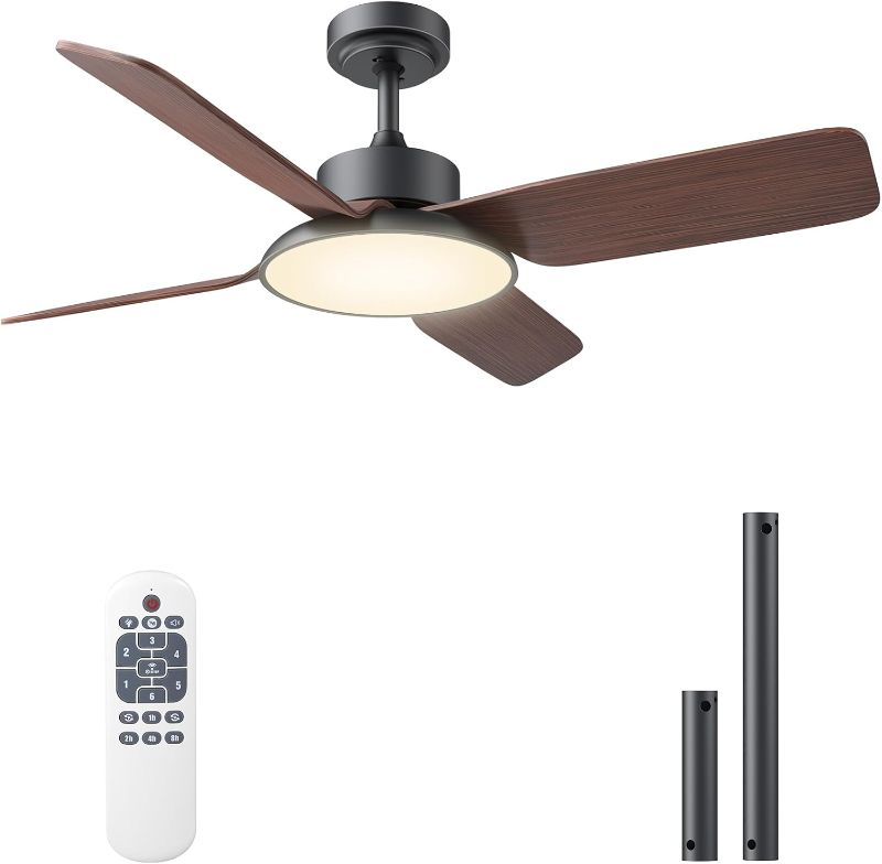 Photo 1 of Ceiling Fans with Lights 44 Inch Outdoor, Ceiling Fan Modern with Remote Control and Light, 44" Ceiling Fan Flush Mount with DC Reversible Quiet Motor for Bedroom, Living Room, Patios
