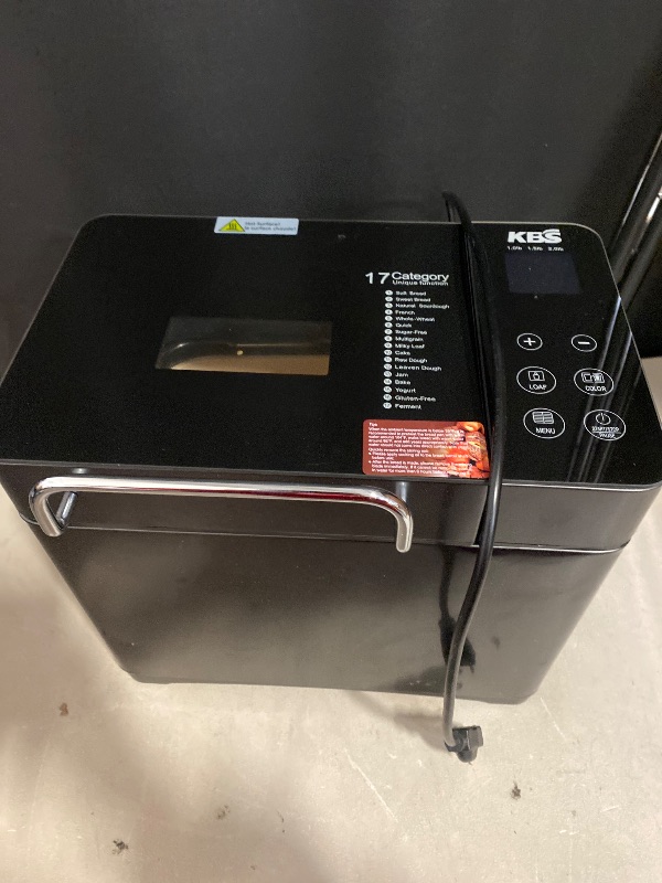 Photo 1 of KBS Premium Convection Bread Maker Dual Heater, 17-in-1 Stainless Steel Bread Machine Ceramic Pan, Nut Dispenser,Touch Panel,2lb Loaf 3 Sizes 3 Crust Colors,Gluten-Free,Sourdough,Jam,Yogurt,53 Recipes