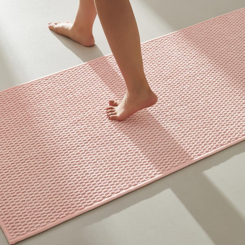 Photo 1 of Bathroom Runner Rug, Long Bath Mat Washable Thin Quick Dry Low Pile Bathroom Runner Rugs 24 x 60 Non Slip, Pink 24"x60"