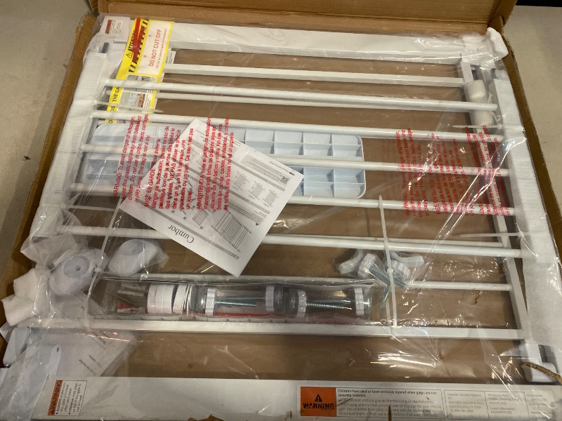 Photo 1 of Cumbor 29.7-46" Baby Gate for Stairs, Toddler Safety Essentials for The House, Auto Close Dog Gate for Doorways, Mom's Choice Awards Winner-Easy Install Pressure Mounted Pet Gates for Dogs, White