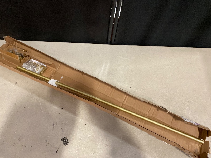 Photo 1 of MODE Simplicity Collection 5/8" Diameter Curtain Rod Set with Modern Ball Curtain Rod Finials (Brushed Gold, Fits 36” to 72” Windows)