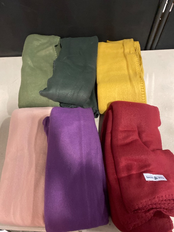 Photo 1 of Fleece Throw Blanket Set Bulk for Travel Kids Outdoor Wedding Pet (Assorted #5, Pack of 6 50x60 Inches)