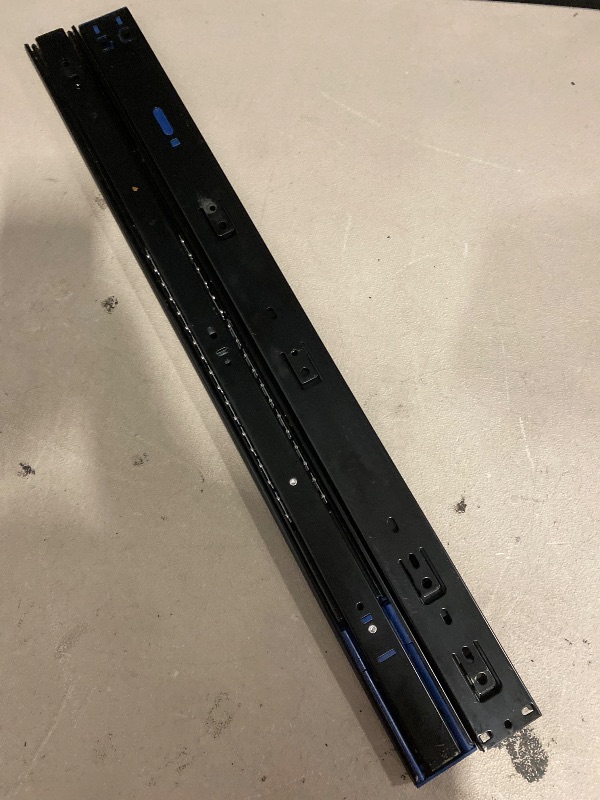 Photo 1 of Hardware Full Extension Side Mount Drawer Slides Steel Drawer Slide Rail Three-Section Cabinet Mute Damping Buffer Furniture Hardware(Black 16 inch)