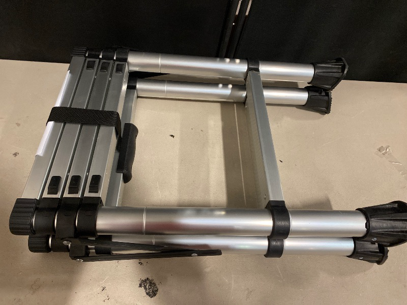 Photo 1 of A-Frame 10.2 FT Telescoping Ladder with Handrail, 5+5 Step Ladder, Portable Telescopic Folding Extension Ladder Heavy Duty Collapsible, Lightweight Aluminum 330lb Max Load (1.4m+1.7m/10.2FT Handrails)