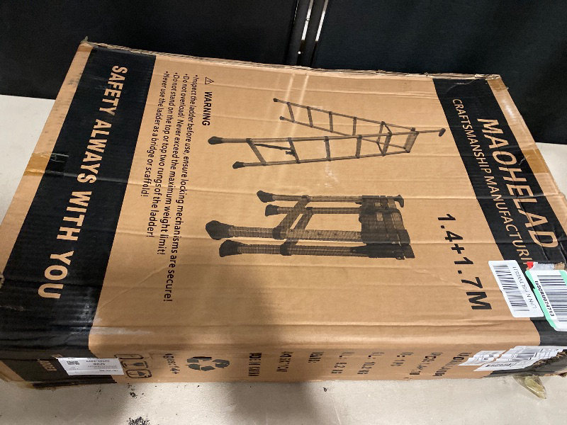 Photo 1 of A-Frame 10.2 FT Telescoping Ladder with Handrail, 5+5 Step Ladder, Portable Telescopic Folding Extension Ladder Heavy Duty Collapsible, Lightweight Aluminum 330lb Max Load (1.4m+1.7m/10.2FT Handrails)