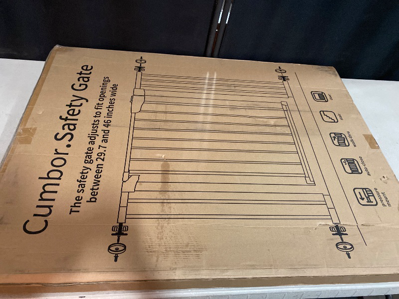 Photo 1 of Cumbor 36" Extra Tall Baby Gate for Dogs and Kids with Wide 2-Way Door, 29.7"- 46" Width, and Auto Close Personal Safety for Babies and Pets, Fits Doorways, Stairs, and Entryways, White