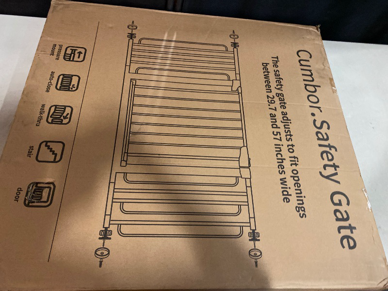 Photo 1 of Cumbor 29.7-57" Extra Wide Baby Gate for Stairs, Mom's Choice Awards Winner-Dog Gate for Doorways, Pressure Mounted Walk Through Safety Child Gate for Kids Toddler, Tall Pet Puppy Fence Gate, Brown
