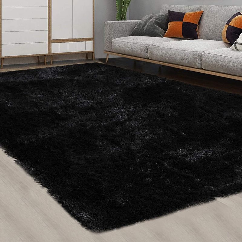 Photo 1 of Fluffy Shag Rug, 9' x 12', Extra Soft & Comfy Modern Indoor Shaggy Carpet Rug for Bedroom, Living Room, Girls, Kids, Nursery, Black