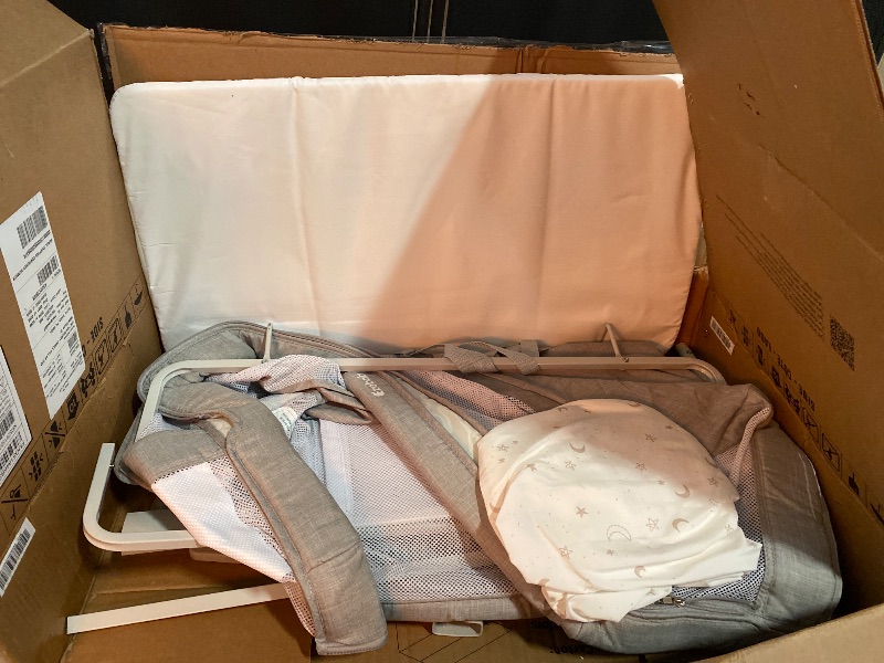 Photo 1 of Ezebaby Baby Bassinet Bedside Crib, 3-in-1 Rocking Bassinets Bedside Sleeper with Comfy Mattress and Wheels, 6-Height Adjustable, Stable and Secure Crib for Newborn Infant