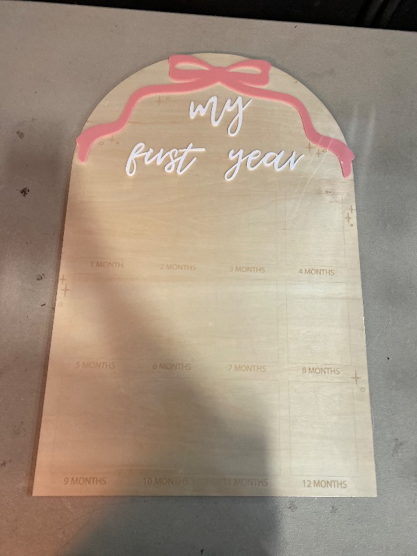 Photo 1 of Bow My First Year Birthday Board - One Year Of Photo Board,Monthly Milestone Wood Photo Board,First Birthday Decorations Girl,12 Months Photo Banner