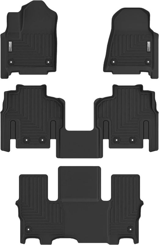 Photo 1 of Floor Mats for 2022 2023 2024 2025 Jeep Wagoneer/Wagoneer L (7-Passenger Only),TPE All Weather Protection Slush Car Floor Liners Black