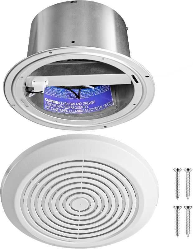 Photo 1 of 7 Inch Bathroom Exhaust Fan, 50 CFM Quiet Ceiling Vent Fan, 1.0 Sones Low Noise Extractor for 8" Opening, Through Wall Exhaust fan for Home, Bathroom, Laundry and Garage