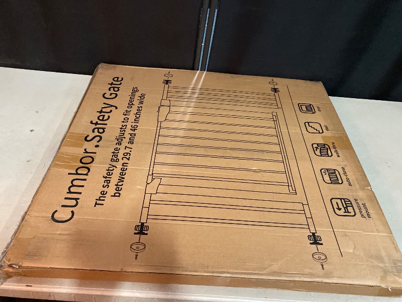 Photo 1 of Cumbor 29.7-46" Baby Gate for Stairs, Toddler Safety Essentials for The House, Auto Close Dog Gate for Doorways, Mom's Choice Awards Winner-Easy Install Pressure Mounted Pet Gates for Dogs, White