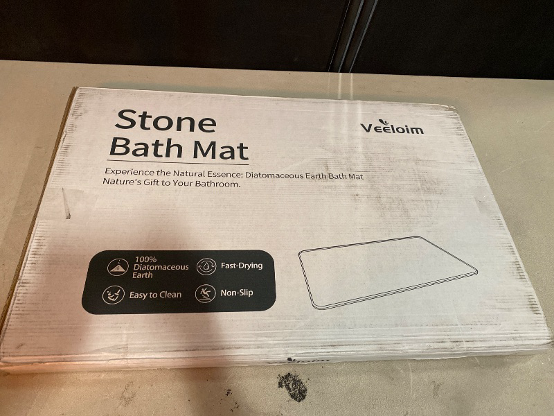 Photo 1 of Stone Bath Mat Diatomaceous Earth Shower Mat Non-Slip Super Absorbent Diatomite Stone Bath Mats for Bathroom Floor Quick Drying Natural Easy to Clean(23.6''×15.4" Gray)