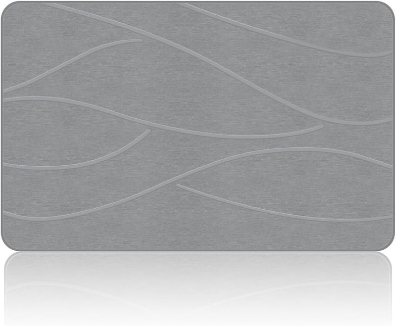Photo 1 of Stone Bath Mat Diatomaceous Earth Shower Mat Non-Slip Super Absorbent Diatomite Stone Bath Mats for Bathroom Floor Quick Drying Natural Easy to Clean(23.6''×15.4" Gray)