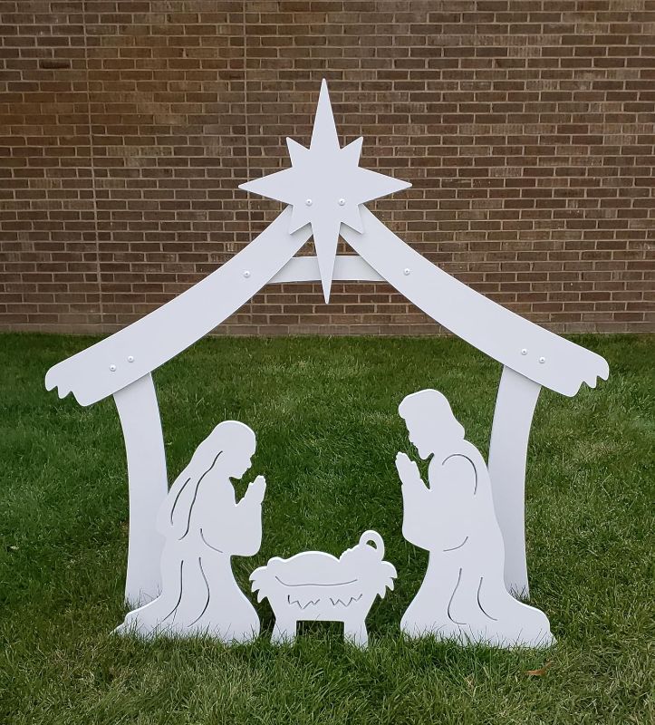 Photo 1 of All-Weather Outdoor Holy Family Nativity, Waterproof, Made in USA, 4ft Tall, Durable Material, Simple Assembly, Easy Storage, Yard Nativity Set